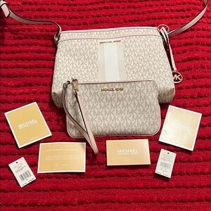 Michael Kors Cream and Blush Crossbody Bag Set